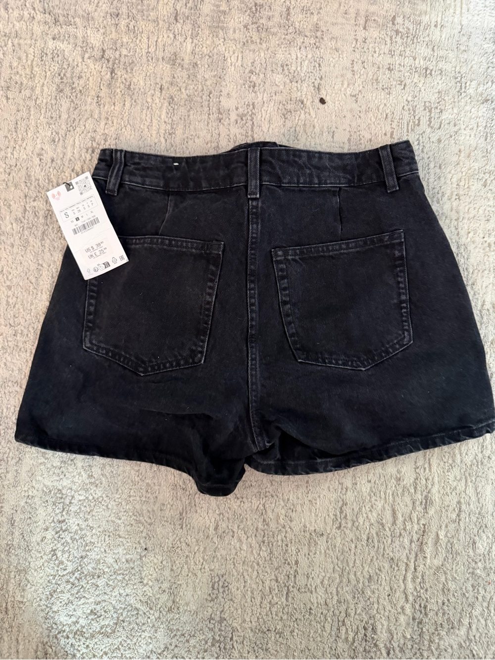 ZARA NWT Black Asymmetric Button-Front Denim Skort - Picture 5 of 5